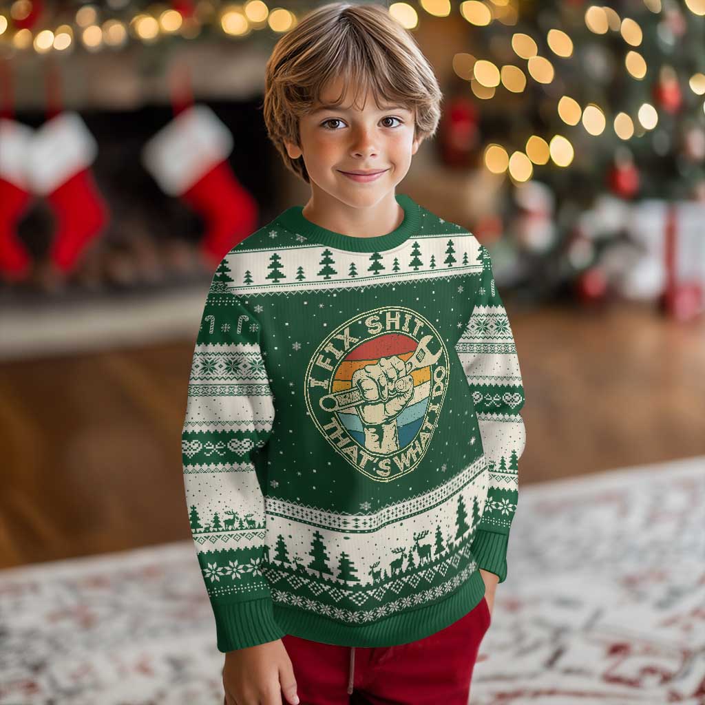 Auto Mechanic Dad Gift Ugly Christmas Sweater Vintage I Fix Shit Thats What I Do TS12 Forest Green Beige Print Your Wear