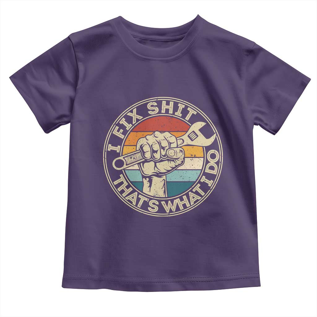 Auto Mechanic Dad Gift Toddler T Shirt Vintage I Fix Shit Thats What I Do TS12 Purple Print Your Wear
