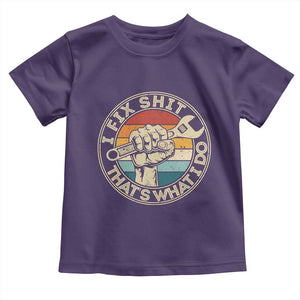Auto Mechanic Dad Gift Toddler T Shirt Vintage I Fix Shit Thats What I Do TS12 Purple Print Your Wear