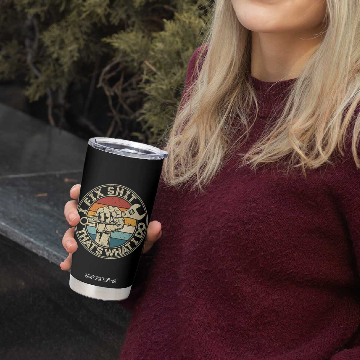 Auto Mechanic Dad Gift Tumbler Cup Vintage I Fix Shit Thats What I Do TS12 Print Your Wear