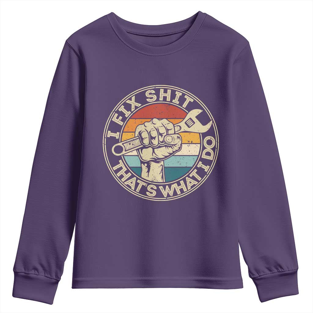 Auto Mechanic Dad Gift Youth Sweatshirt Vintage I Fix Shit Thats What I Do TS12 Purple Print Your Wear