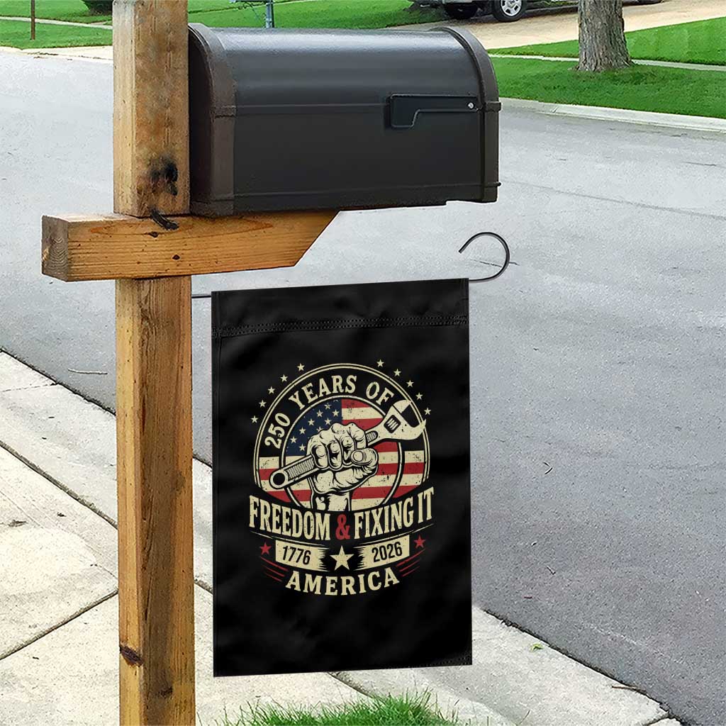 USA 250th Anniversary Patriotic Mechanic Garden Flag Freedom And Fixing It TS12 Print Your Wear