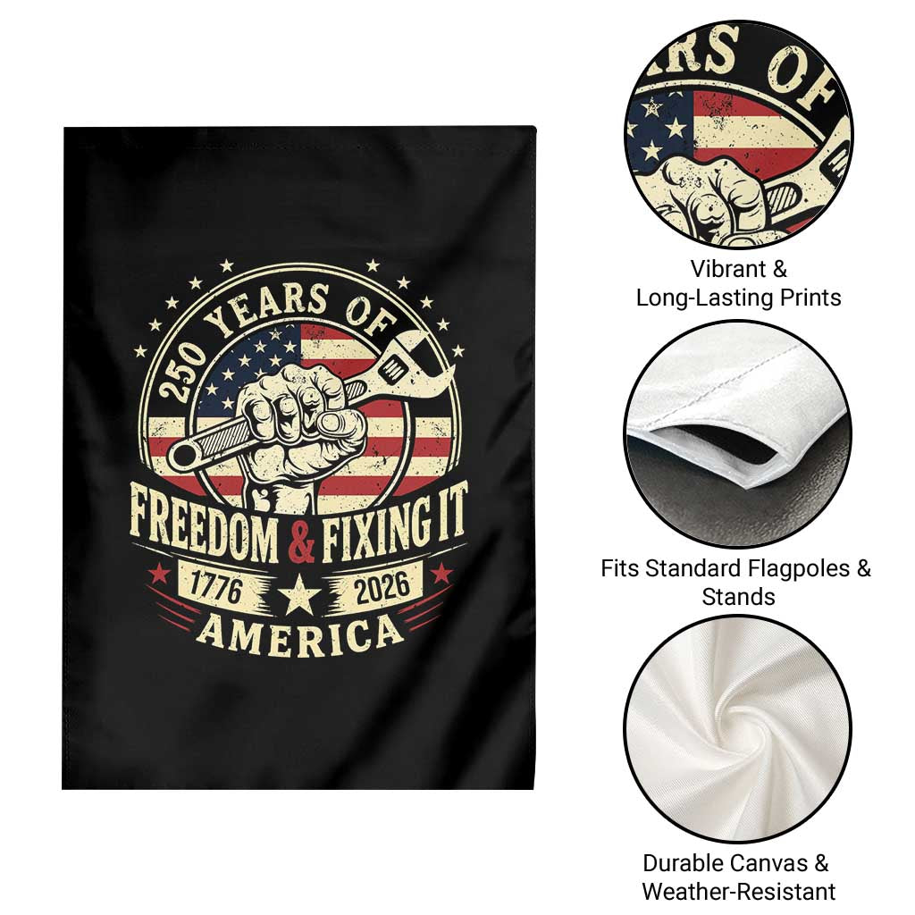 USA 250th Anniversary Patriotic Mechanic Garden Flag Freedom And Fixing It TS12 Print Your Wear