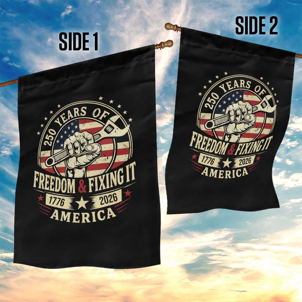 USA 250th Anniversary Patriotic Mechanic Garden Flag Freedom And Fixing It TS12 Print Your Wear