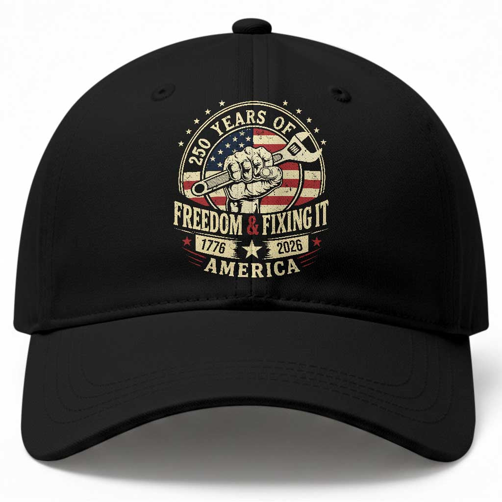 USA 250th Anniversary Patriotic Mechanic Baseball Cap Freedom And Fixing It TS12 Print Your Wear
