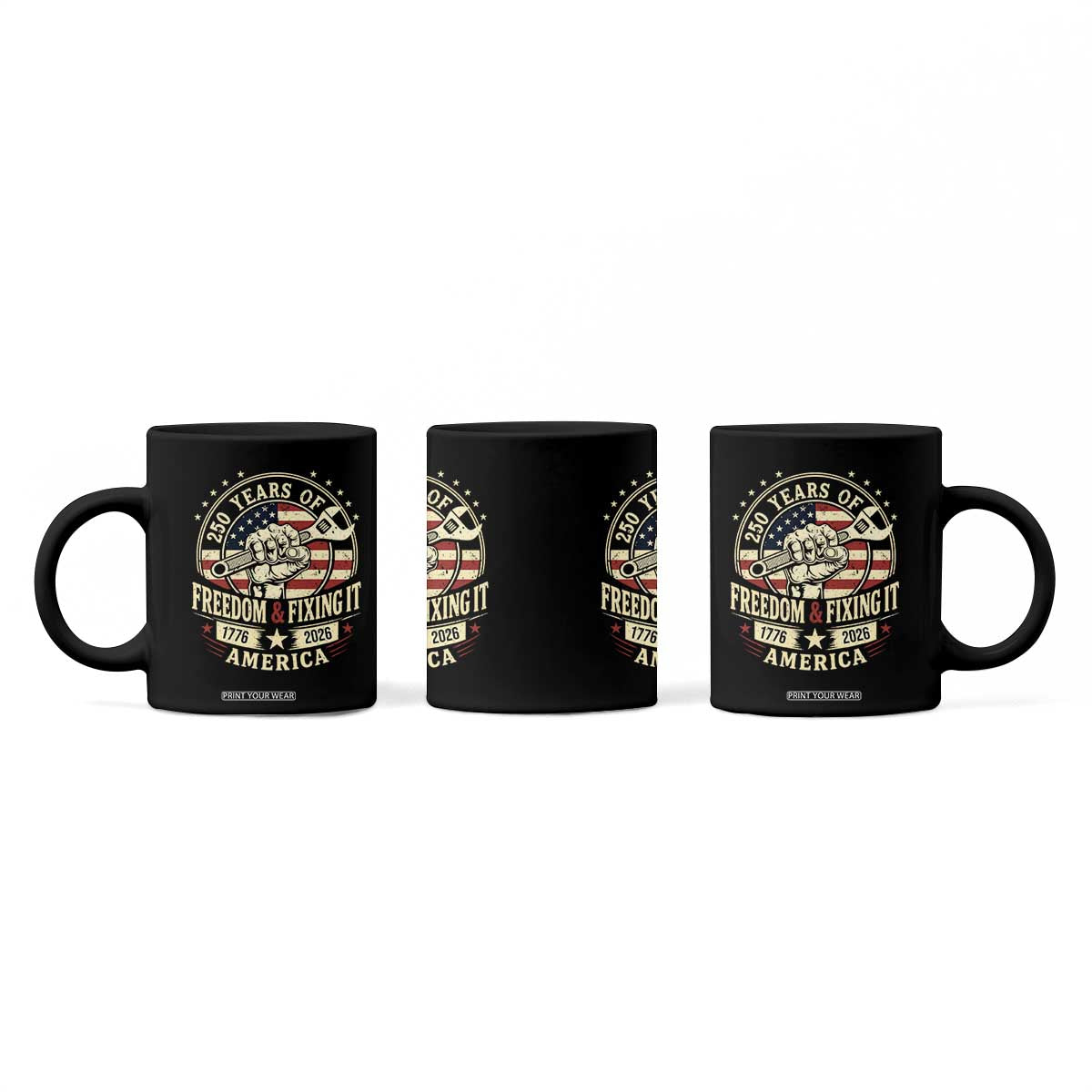 USA 250th Anniversary Patriotic Mechanic Coffee Mug Freedom And Fixing It TS12 Print Your Wear