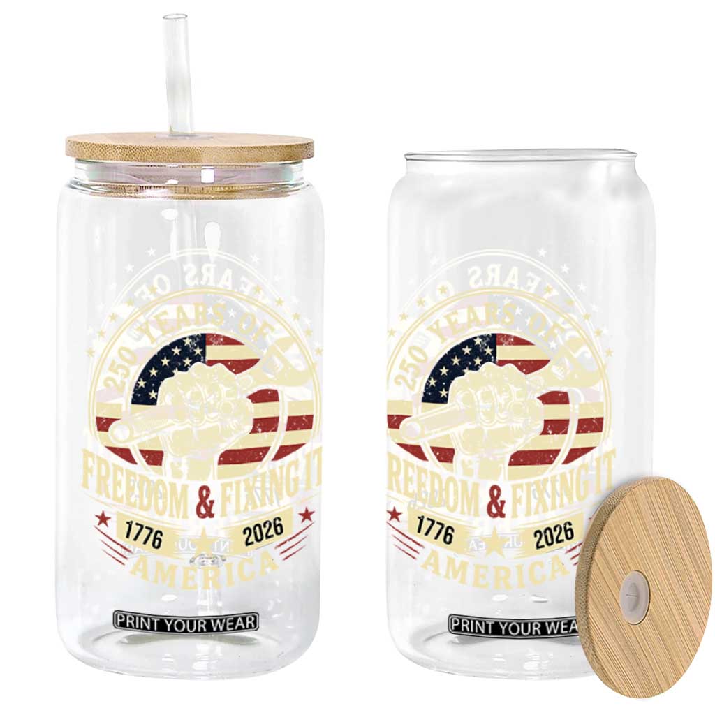USA 250th Anniversary Patriotic Mechanic Glass Can Freedom And Fixing It TS12 Print Your Wear