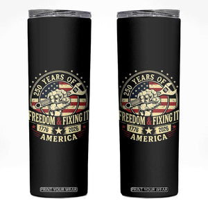 USA 250th Anniversary Patriotic Mechanic Skinny Tumbler Freedom And Fixing It TS12 Black Print Your Wear