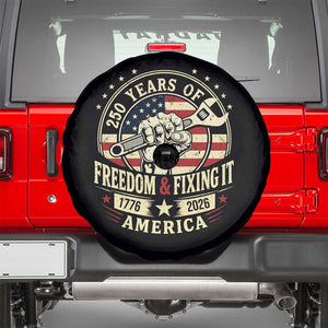 USA 250th Anniversary Patriotic Mechanic Spare Tire Cover Freedom And Fixing It TS12 Black Print Your Wear