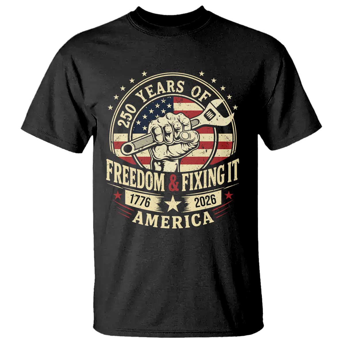 USA 250th Anniversary Patriotic Mechanic T Shirt Freedom And Fixing It TS12 Black Print Your Wear