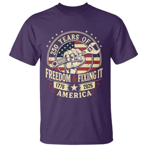 USA 250th Anniversary Patriotic Mechanic T Shirt Freedom And Fixing It TS12 Purple Print Your Wear