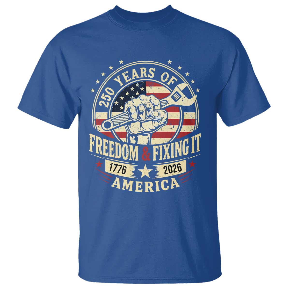USA 250th Anniversary Patriotic Mechanic T Shirt Freedom And Fixing It TS12 Royal Blue Print Your Wear