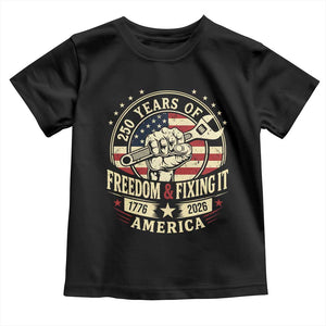 USA 250th Anniversary Patriotic Mechanic Toddler T Shirt Freedom And Fixing It TS12 Black Print Your Wear