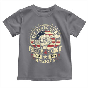 USA 250th Anniversary Patriotic Mechanic Toddler T Shirt Freedom And Fixing It TS12 Charcoal Print Your Wear
