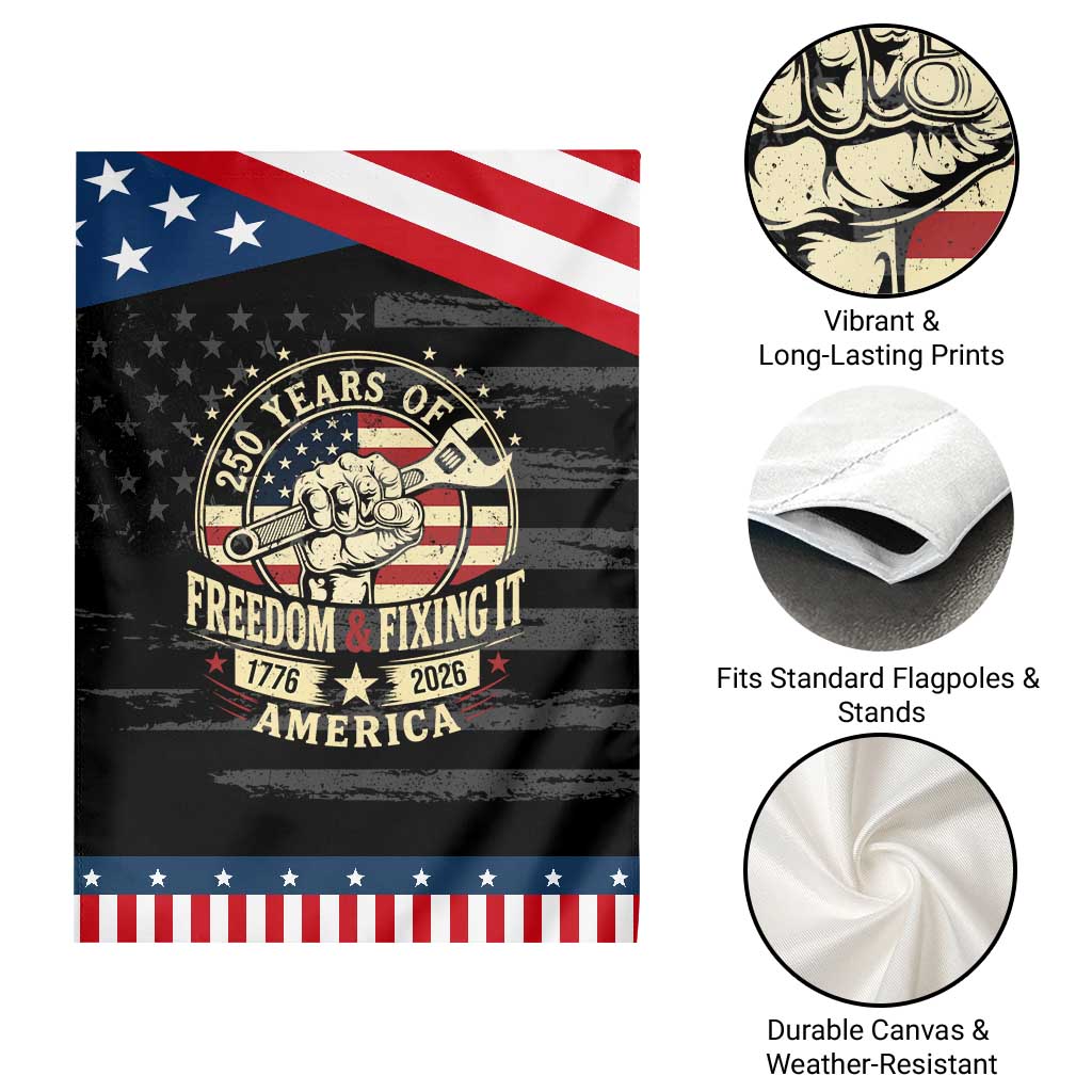 USA 250th Anniversary Patriotic Mechanic Patriotic Garden Flag Freedom And Fixing It TS12 Print Your Wear