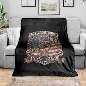 250 Years Of Fixing It Throw Blanket America 250th Anniversary Mechanic TS12 Print Your Wear