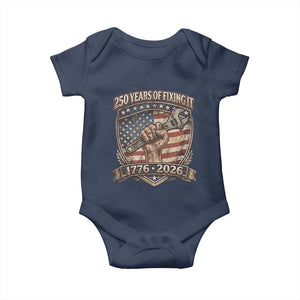 250 Years Of Fixing It Baby Onesie America 250th Anniversary Mechanic TS12 Navy Print Your Wear