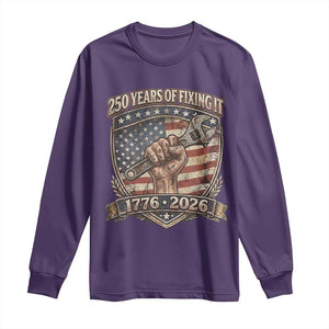 250 Years Of Fixing It Long Sleeve Shirt America 250th Anniversary Mechanic TS12 Purple Print Your Wear