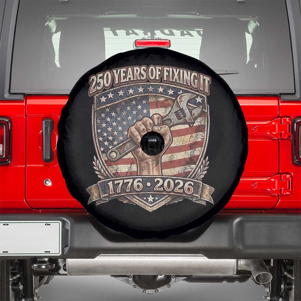 250 Years Of Fixing It Spare Tire Cover America 250th Anniversary Mechanic TS12 Black Print Your Wear