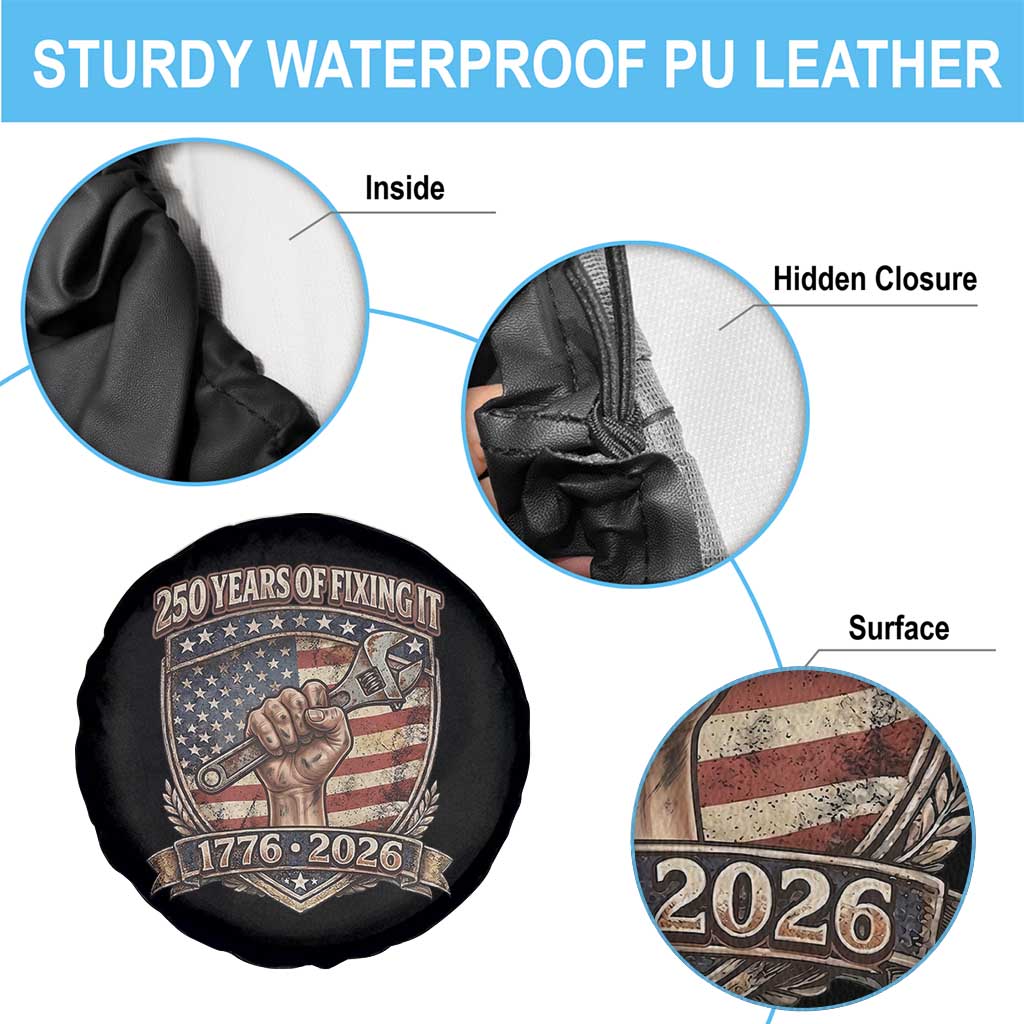 250 Years Of Fixing It Spare Tire Cover America 250th Anniversary Mechanic TS12 Print Your Wear