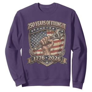 250 Years Of Fixing It Sweatshirt America 250th Anniversary Mechanic TS12 Purple Print Your Wear