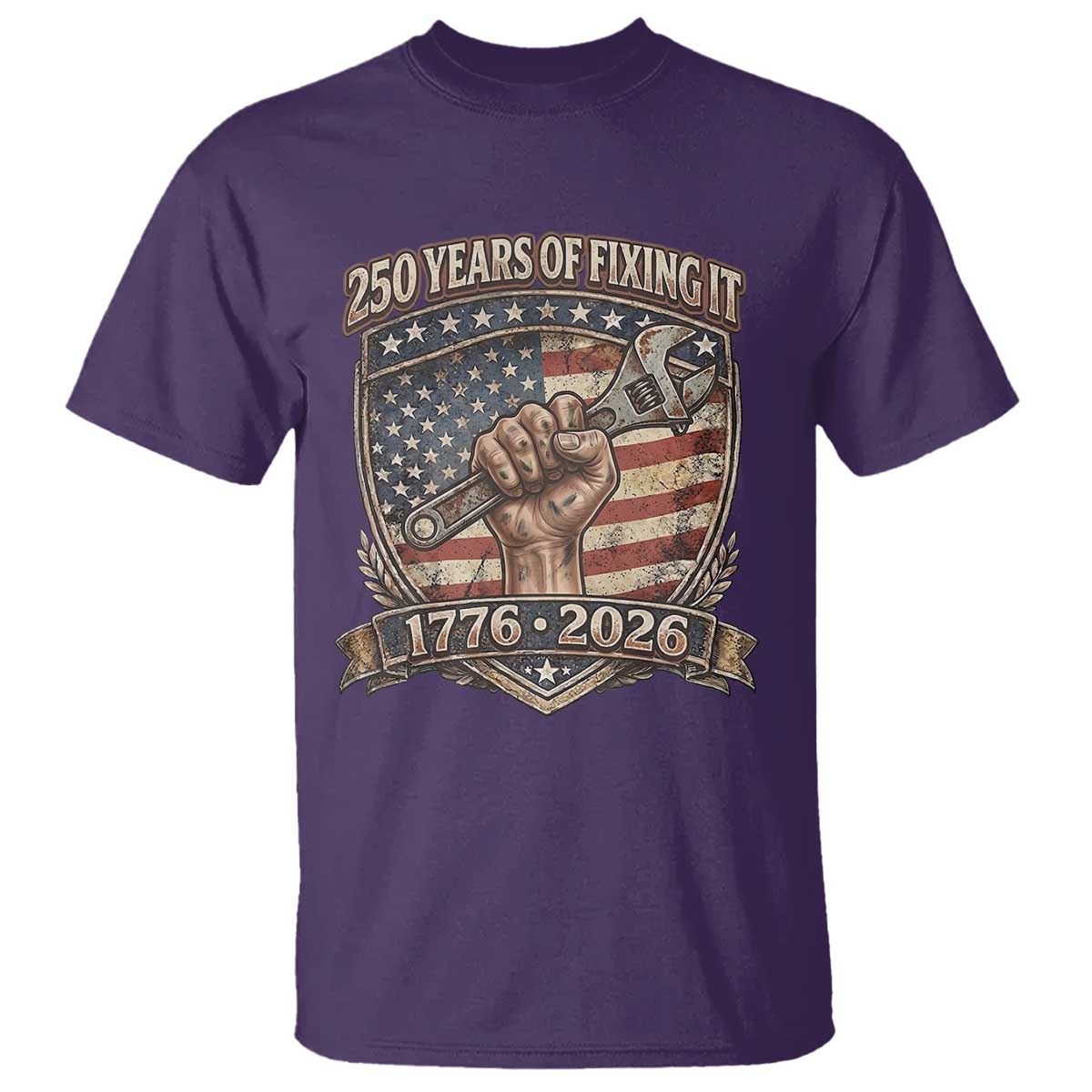 250 Years Of Fixing It T Shirt America 250th Anniversary Mechanic TS12 Purple Print Your Wear