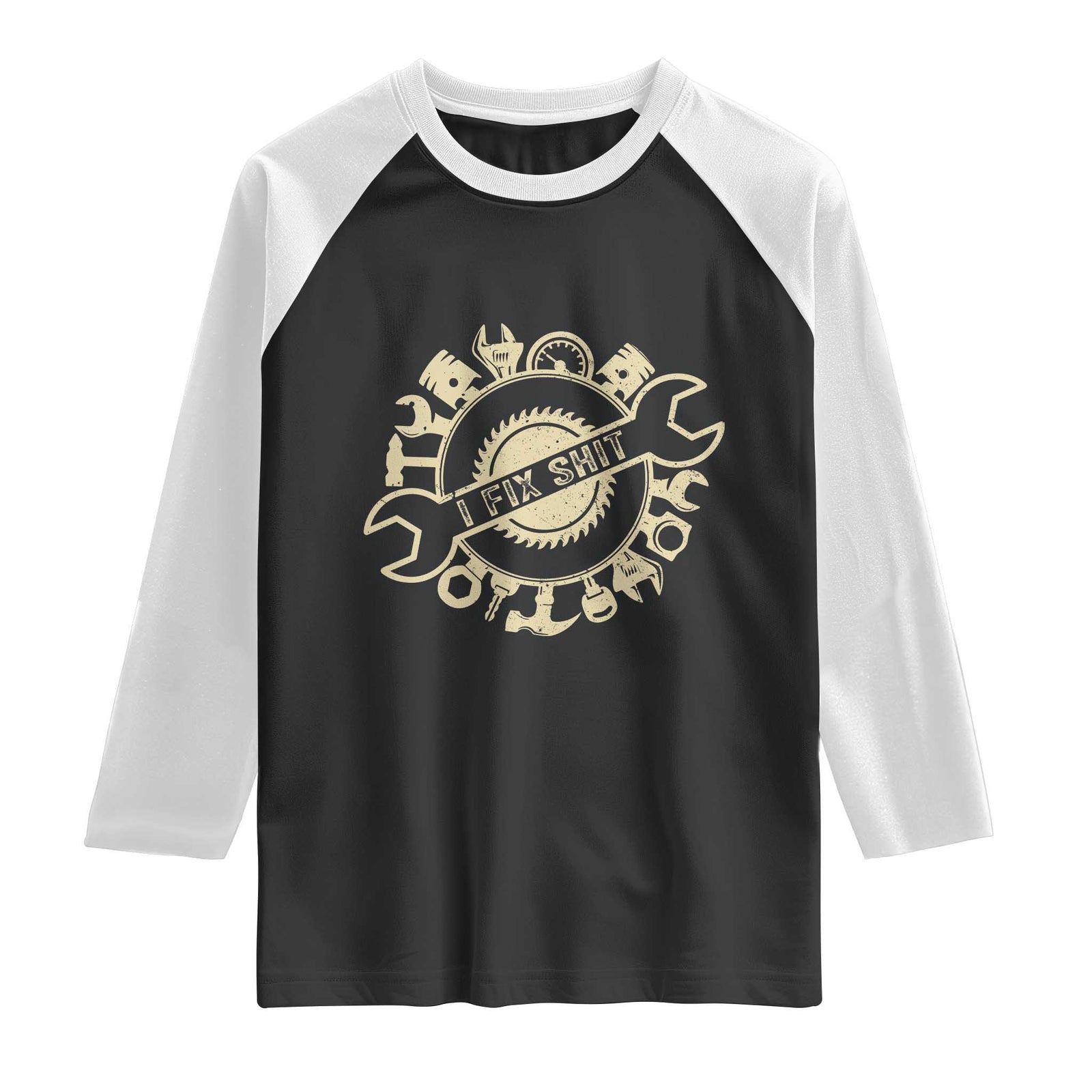 Funny Handyman Father's Day Gift Raglan Shirt I Fix Shit TS12 Black White Print Your Wear