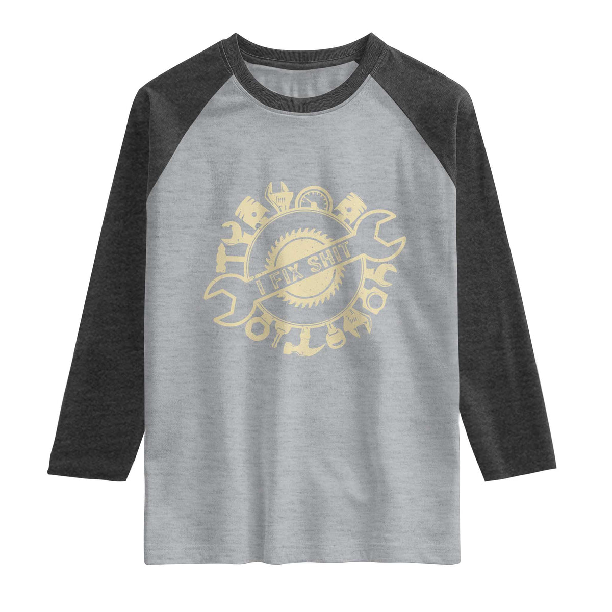Funny Handyman Father's Day Gift Raglan Shirt I Fix Shit TS12 Heather Gray Heather Charcoal Print Your Wear