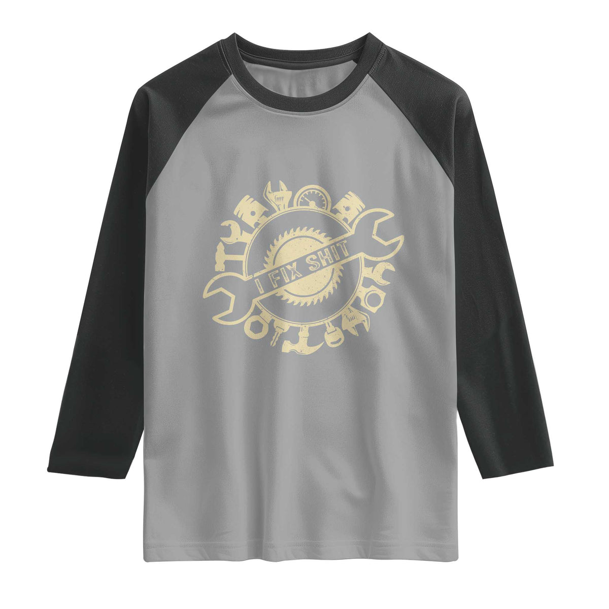 Funny Handyman Father's Day Gift Raglan Shirt I Fix Shit TS12 Sport Gray Black Print Your Wear