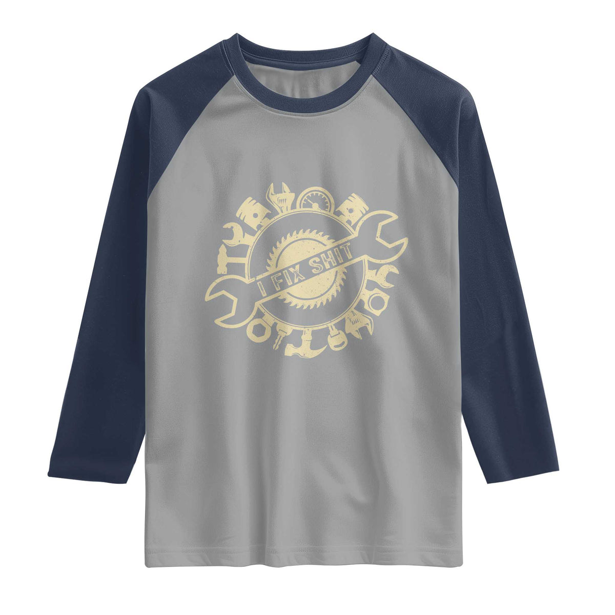 Funny Handyman Father's Day Gift Raglan Shirt I Fix Shit TS12 Sport Gray Navy Print Your Wear