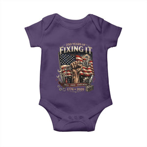 250 Years Of Fixing It Mechanic Pride Baby Onesie America 250 Anniversary Gift TS12 Purple Print Your Wear