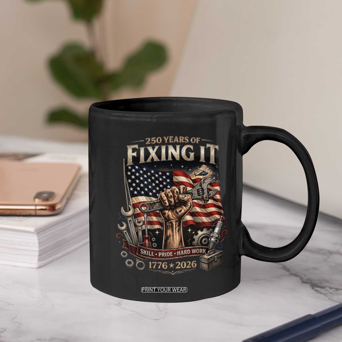 250 Years Of Fixing It Mechanic Pride Coffee Mug America 250 Anniversary Gift TS12 Print Your Wear