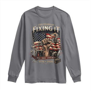 250 Years Of Fixing It Mechanic Pride Long Sleeve Shirt America 250 Anniversary Gift TS12 Charcoal Print Your Wear