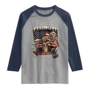 250 Years Of Fixing It Mechanic Pride Raglan Shirt America 250 Anniversary Gift TS12 Sport Gray Navy Print Your Wear