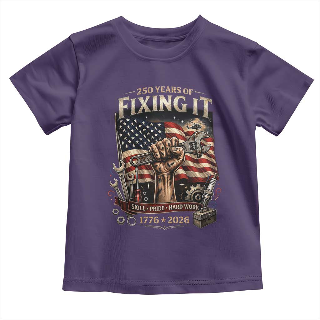 250 Years Of Fixing It Mechanic Pride Toddler T Shirt America 250 Anniversary Gift TS12 Purple Print Your Wear