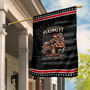 250 Years Of Fixing It Mechanic Pride Patriotic Garden Flag America 250 Anniversary Gift TS12 Distressed Black Red Print Your Wear