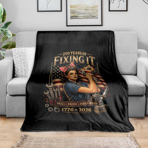 Patriotic Rosie Mechanic Feminist Pride Throw Blanket 250 Years Of Fixing It TS12 Print Your Wear