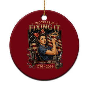 Patriotic Rosie Mechanic Feminist Pride Ceramic Ornament 250 Years Of Fixing It TS12 1pc Red Print Your Wear