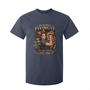 Patriotic Rosie Mechanic Feminist Pride T Shirt For Kid 250 Years Of Fixing It TS12 Navy Print Your Wear