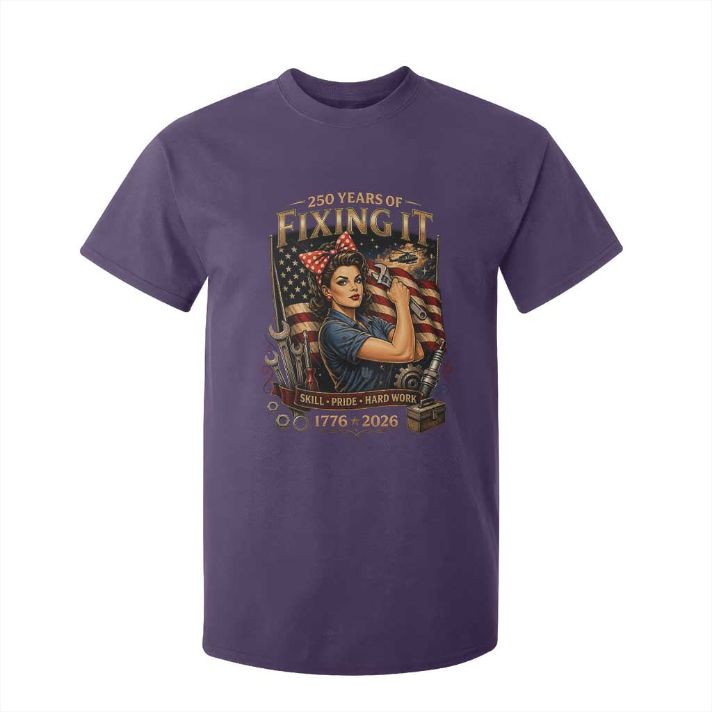 Patriotic Rosie Mechanic Feminist Pride T Shirt For Kid 250 Years Of Fixing It TS12 Purple Print Your Wear
