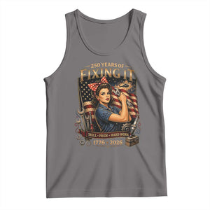 Patriotic Rosie Mechanic Feminist Pride Tank Top 250 Years Of Fixing It TS12 Deep Heather Print Your Wear