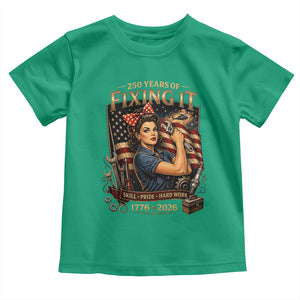 Patriotic Rosie Mechanic Feminist Pride Toddler T Shirt 250 Years Of Fixing It TS12 Irish Green Print Your Wear