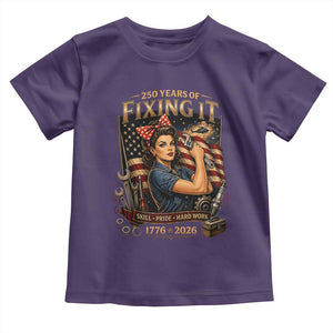 Patriotic Rosie Mechanic Feminist Pride Toddler T Shirt 250 Years Of Fixing It TS12 Purple Print Your Wear
