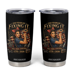 Patriotic Rosie Mechanic Feminist Pride Tumbler Cup 250 Years Of Fixing It TS12 Black Print Your Wear