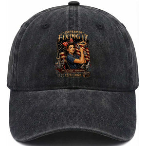 Patriotic Rosie Mechanic Feminist Pride Washed Cotton Baseball Cap 250 Years Of Fixing It TS12 Print Your Wear