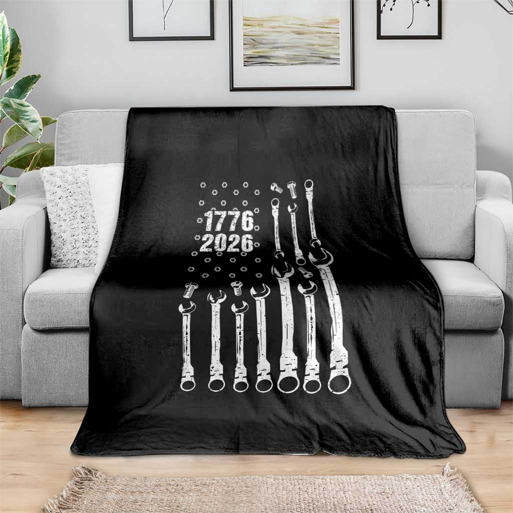 Patriotic Mechanic Gift Throw Blanket American Flag Automotive Lover TS12 Print Your Wear