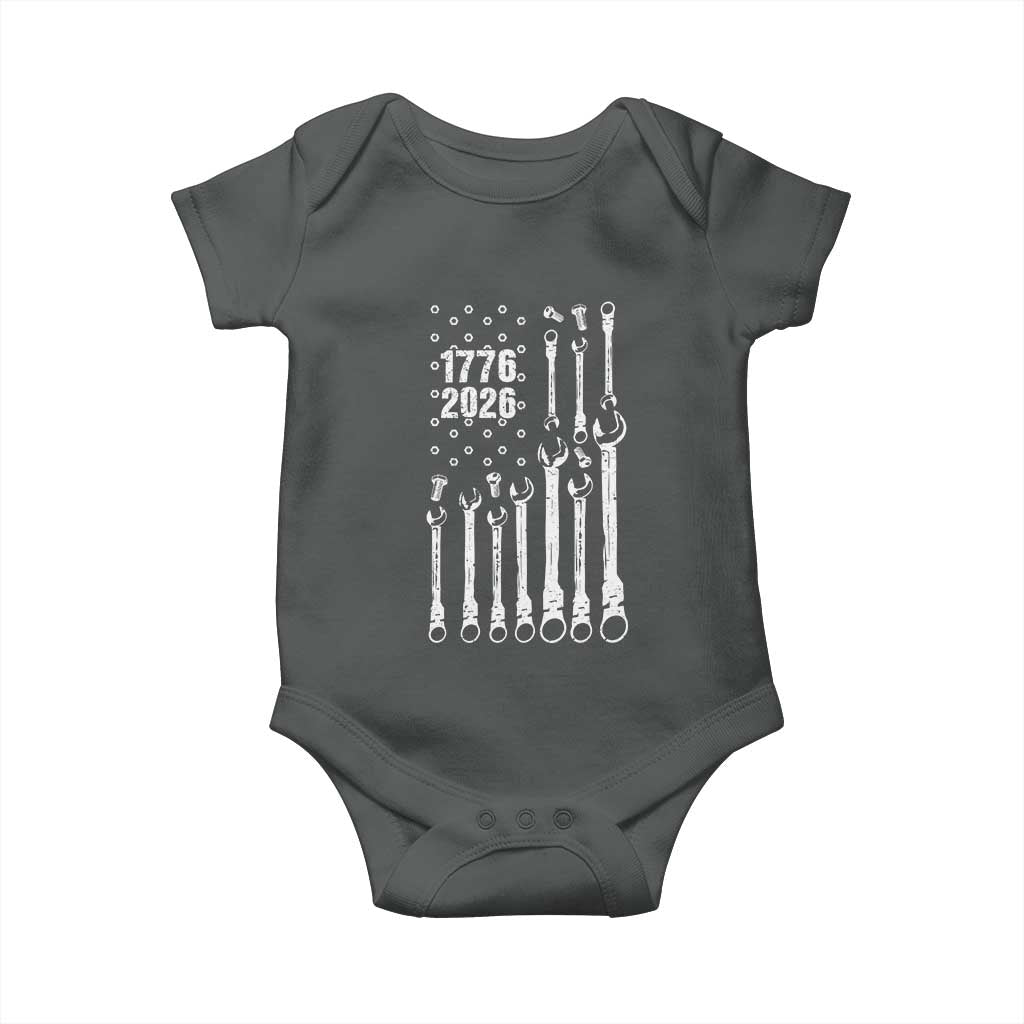 Patriotic Mechanic Gift Baby Onesie American Flag Automotive Lover TS12 Dark Heather Print Your Wear