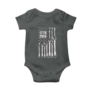 Patriotic Mechanic Gift Baby Onesie American Flag Automotive Lover TS12 Dark Heather Print Your Wear