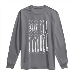 Patriotic Mechanic Gift Long Sleeve Shirt American Flag Automotive Lover TS12 Charcoal Print Your Wear