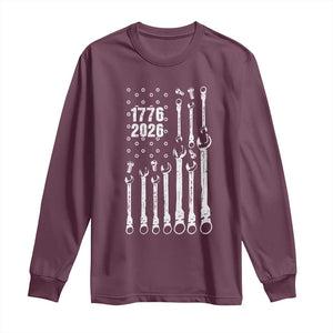 Patriotic Mechanic Gift Long Sleeve Shirt American Flag Automotive Lover TS12 Maroon Print Your Wear